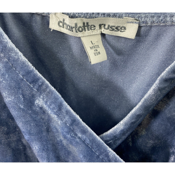 Womens Crushed Velvet Dress Sz Large Blue Ruched Fairy Hoco Party Event - Picture 3 of 9